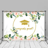 Aperturee - Gold Glitter Pink White Rose Grad Photography Backdrop